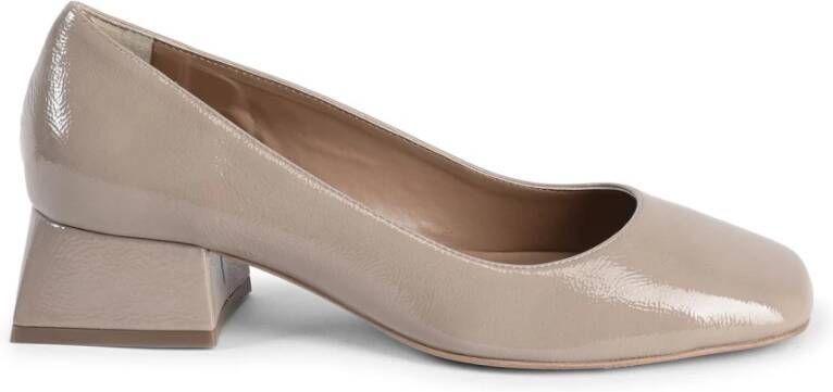 19v69 Italia Donkere Leren Ballerina met Hak Beige Dames