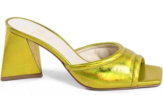 19v69 Italia Gele Leren Sandaal met 8cm Hak Yellow Dames