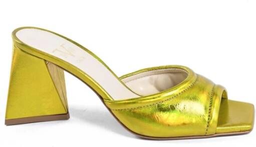 19v69 Italia Gele Leren Sandaal met 8cm Hak Yellow Dames