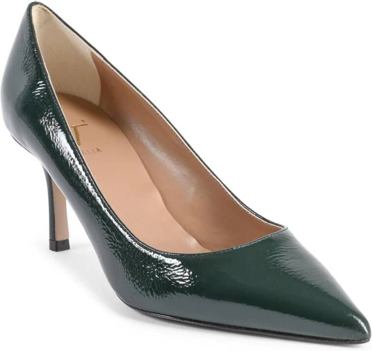 19v69 Italia Groene leren pumps met hoge hakken Green Dames