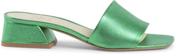 19v69 Italia Groene Leren Sandaal met 4 cm Hak Green Dames