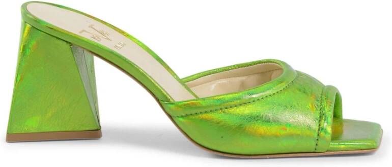 19v69 Italia Groene leren sandalen met 8 cm hak Green Dames