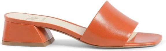 19v69 Italia Oranje Leren Blokhak Sandalen Orange Dames
