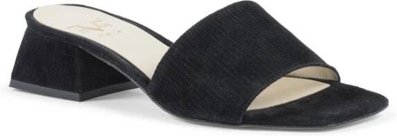 19v69 Italia Zwarte Leren Sandalen met 4 cm Hak Black Dames