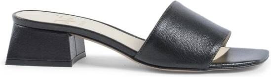 19v69 Italia Zwarte Leren Sandalen met 4cm Hak Black Dames