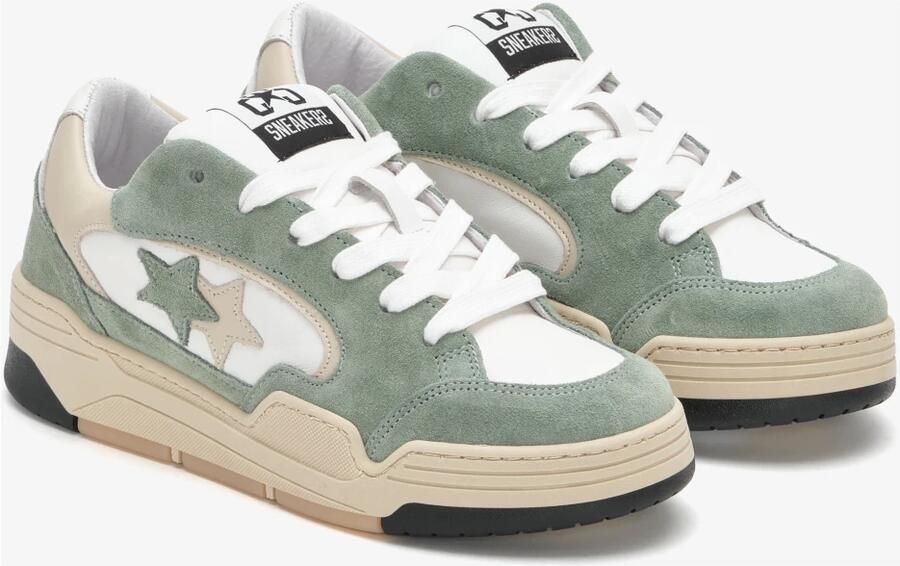 2Star Groene Suède Leren Sneakers met Beige Details