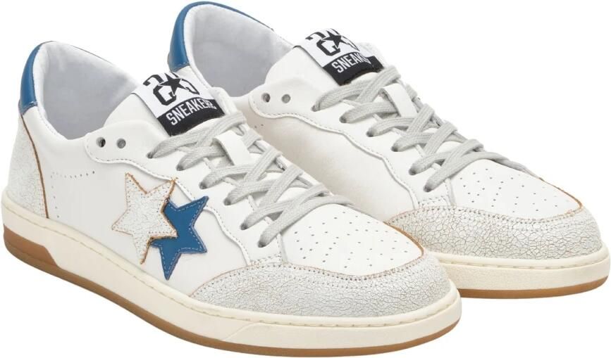 2Star Handgemaakte Italiaanse sneakers wit blauw - Foto 8