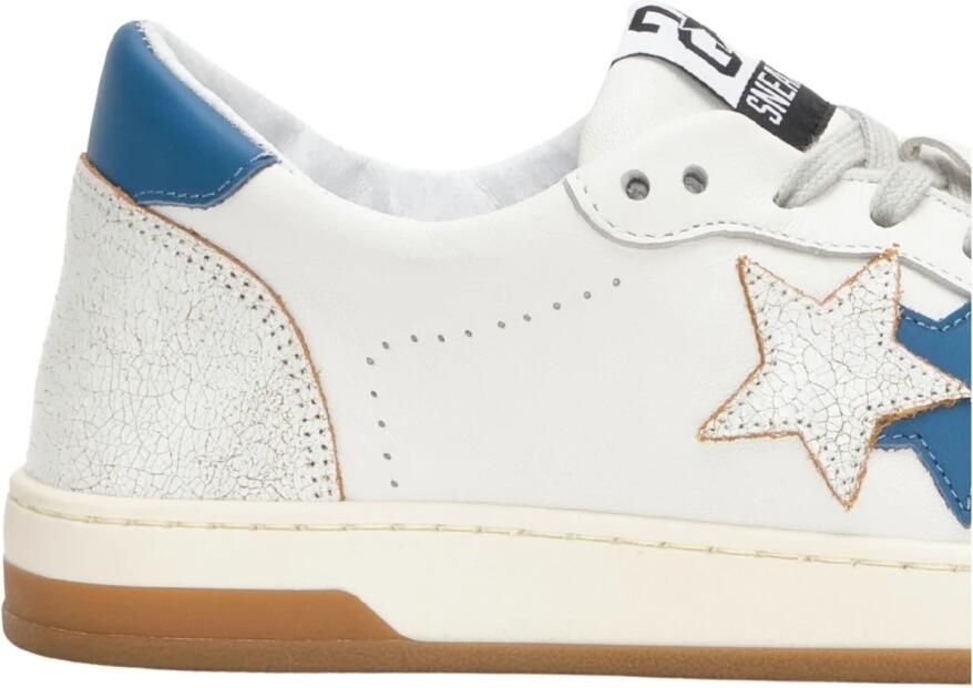 2Star Handgemaakte Italiaanse sneakers wit blauw - Foto 4