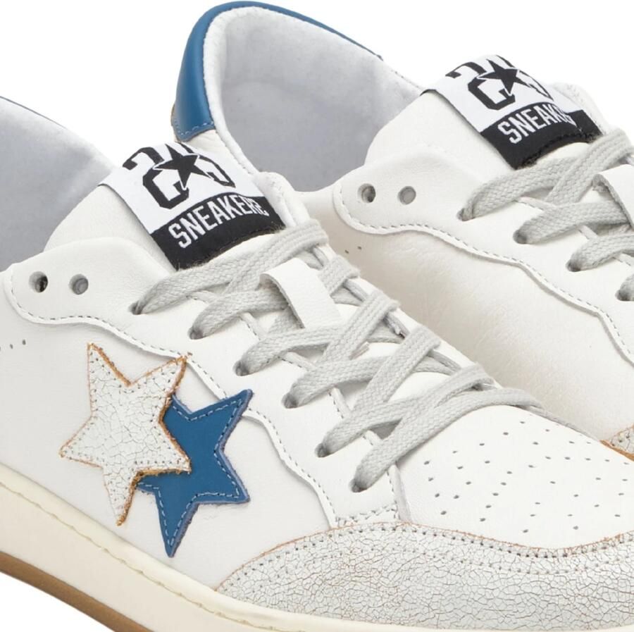 2Star Handgemaakte Italiaanse sneakers wit blauw - Foto 2