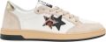 2Star Witte leren sneakers met beige zwart en luipaarddetails - Multicolor
