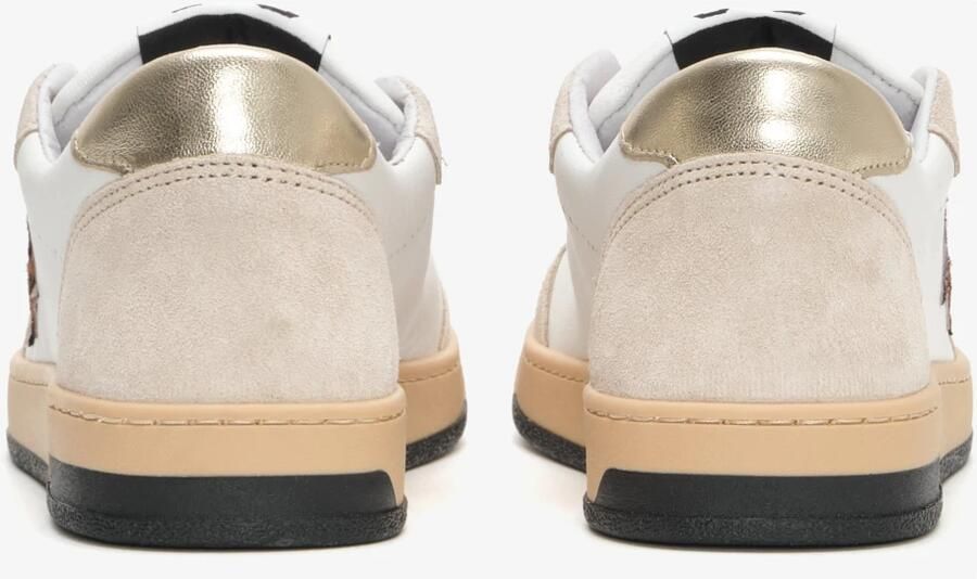 2Star Witte leren sneakers met beige zwart en luipaarddetails - Foto 4