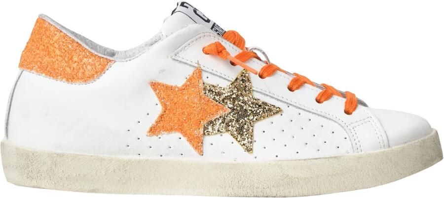 2Star Lage Sneakers in Zacht Wit Leer
