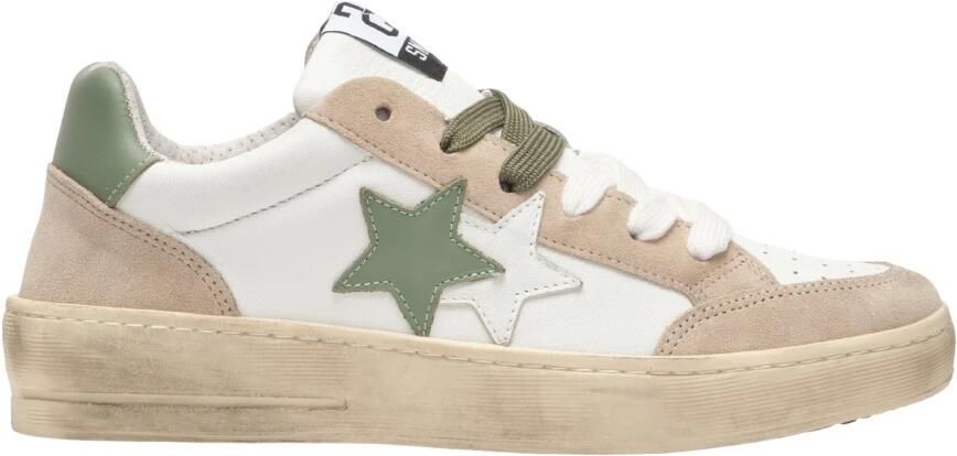 2Star Nieuwe Ster Leren Sneakers Beige Gebruikt Effect