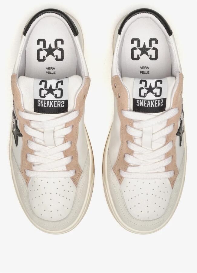 2Star Witte leren sneakers met beige zwart en zebra details - Foto 2