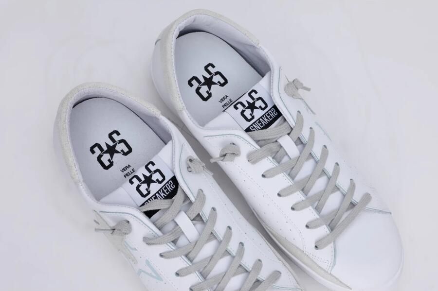 2Star Witte leren sneaker met ijs suède details - Foto 3