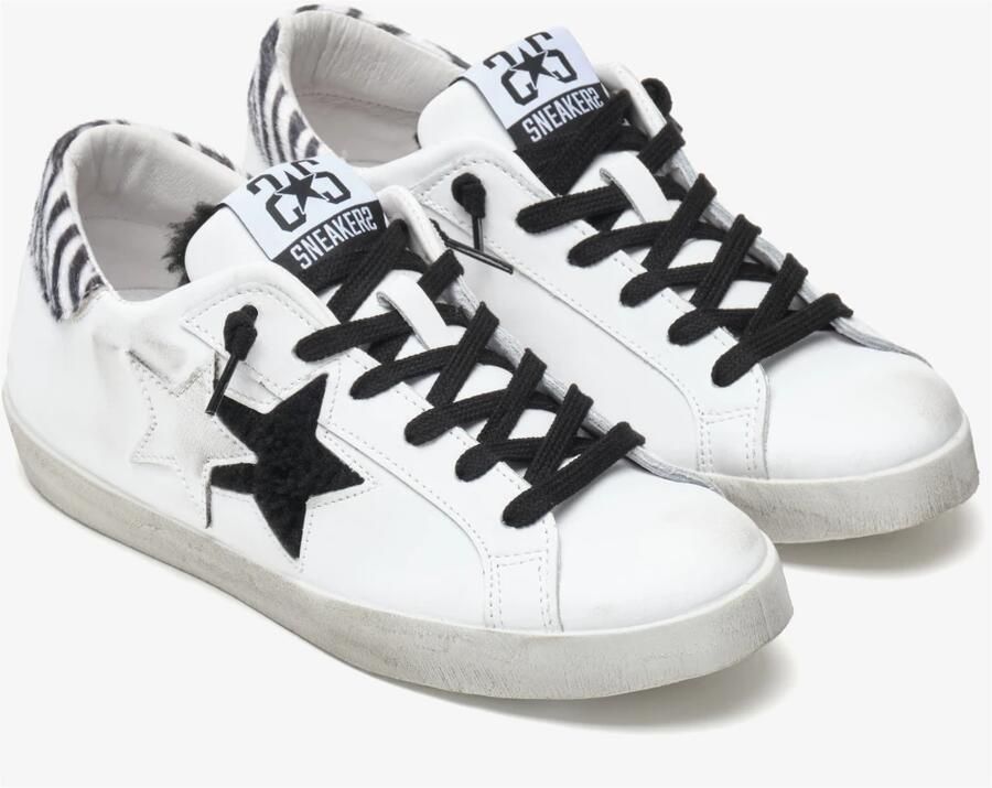 2Star Lage Sneakers in Wit Zebra Zwart Wit Dames - Foto 3