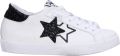 2Star Witte leren sneakers met zwarte glitterdetails - Wit
