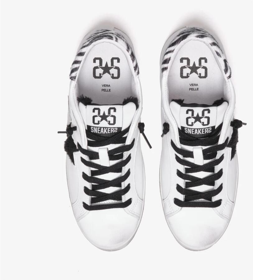 2Star Lage Sneakers in Wit Zebra Zwart Wit Dames