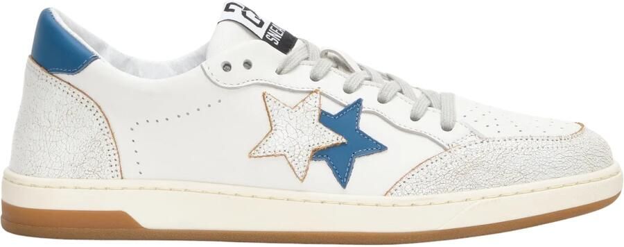 2Star Handgemaakte Italiaanse sneakers wit blauw