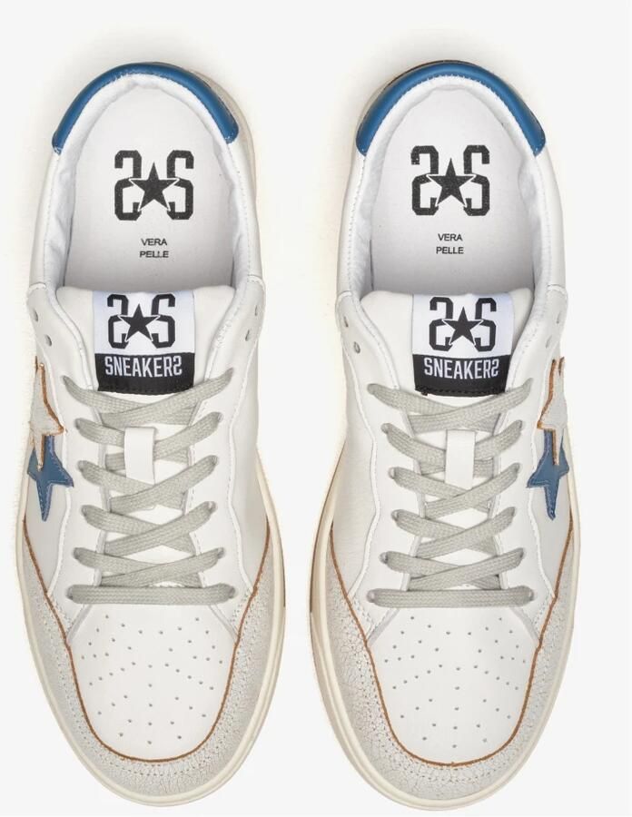 2Star Handgemaakte Italiaanse sneakers wit blauw - Foto 3