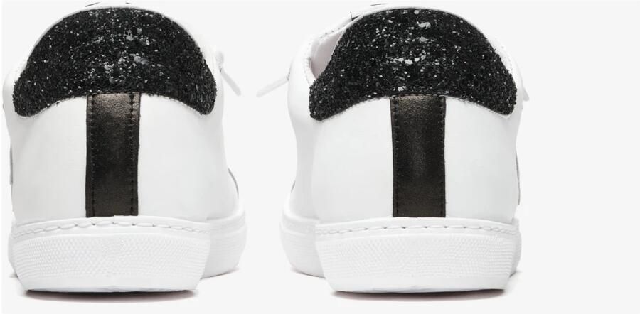 2Star Witte Leren Lage Sneaker met Glitterdetails en Zwart Leer - Foto 4