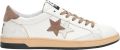2Star Witte leren sneakers met taupe details - Wit
