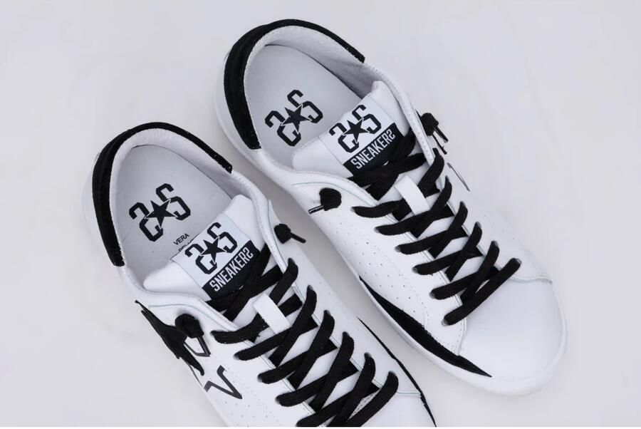2Star Witte Leren Sneaker met Zwarte Suède Details - Foto 2