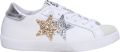 2Star Handgemaakte Italiaanse leren sneakers wit goud zilver - Wit