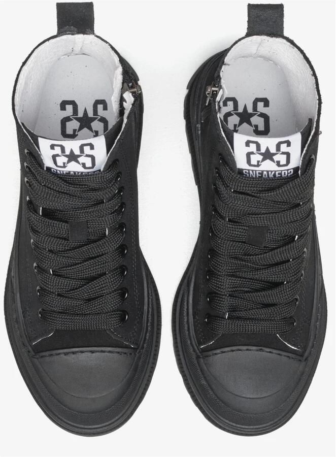 2Star Zwarte leren midster sneakers - Foto 4