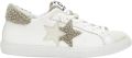 2Star Witte leren sneakers met lichtgroene teddydetails - Wit