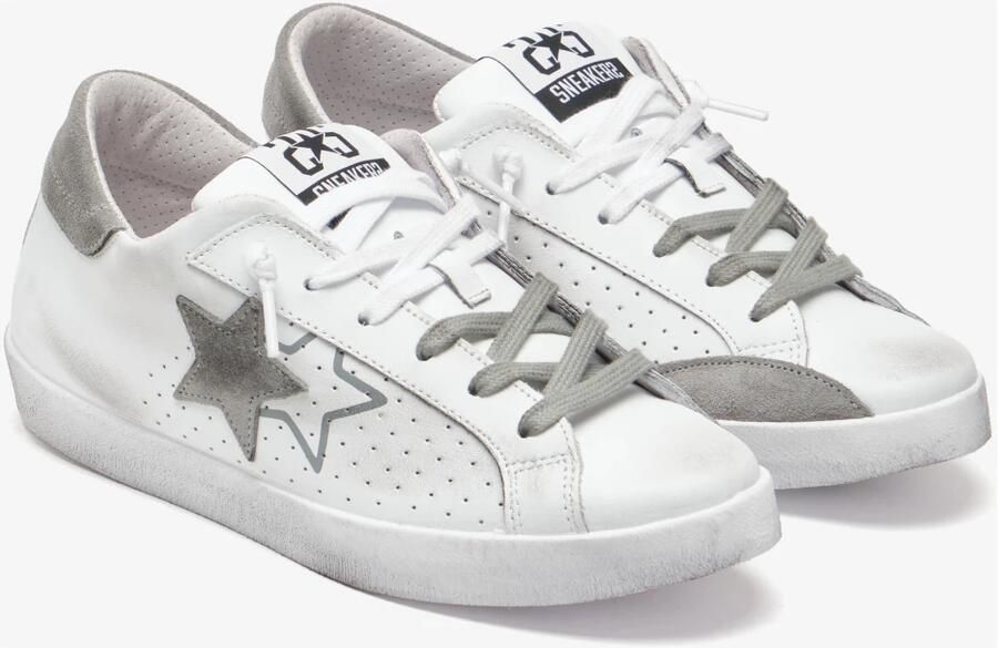2Star Witte Leren Prime Star Sneakers Grijze Suède Details - Foto 3