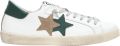 2Star Witte leren sneaker met groene en taupe leren details - Wit