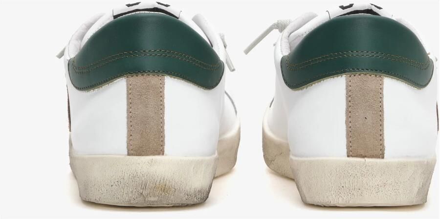 2Star Witte leren sneaker met groene en taupe leren details - Foto 4