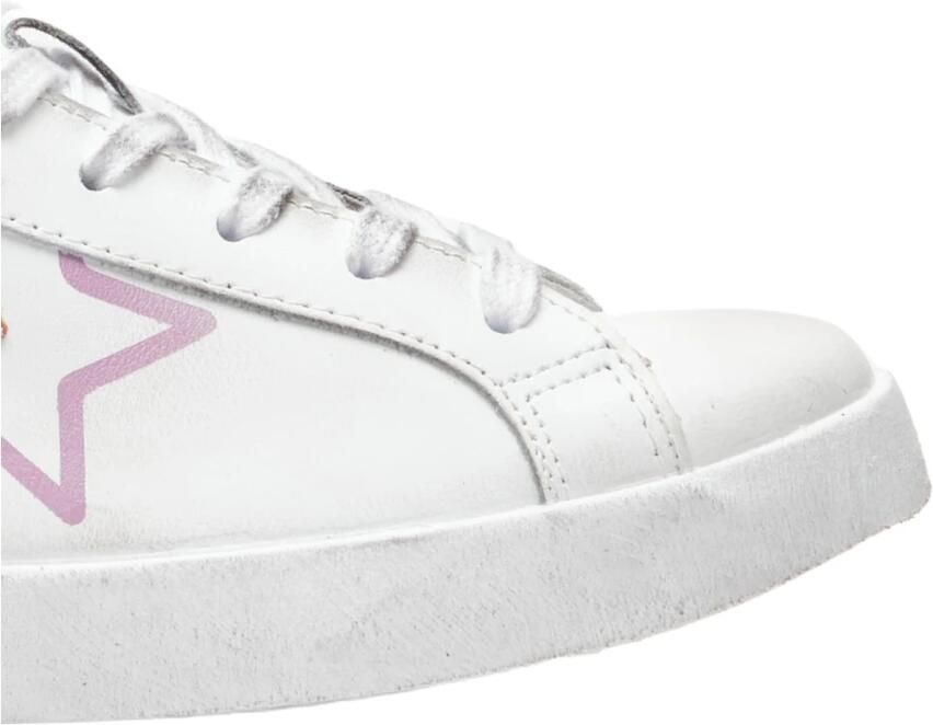 2Star Witte Leren Sneakers met Roze Glitterdetails - Foto 2