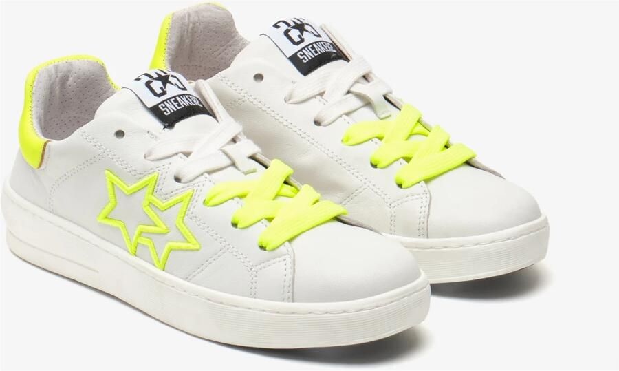 2Star Witte Leren Geborduurde Sneaker