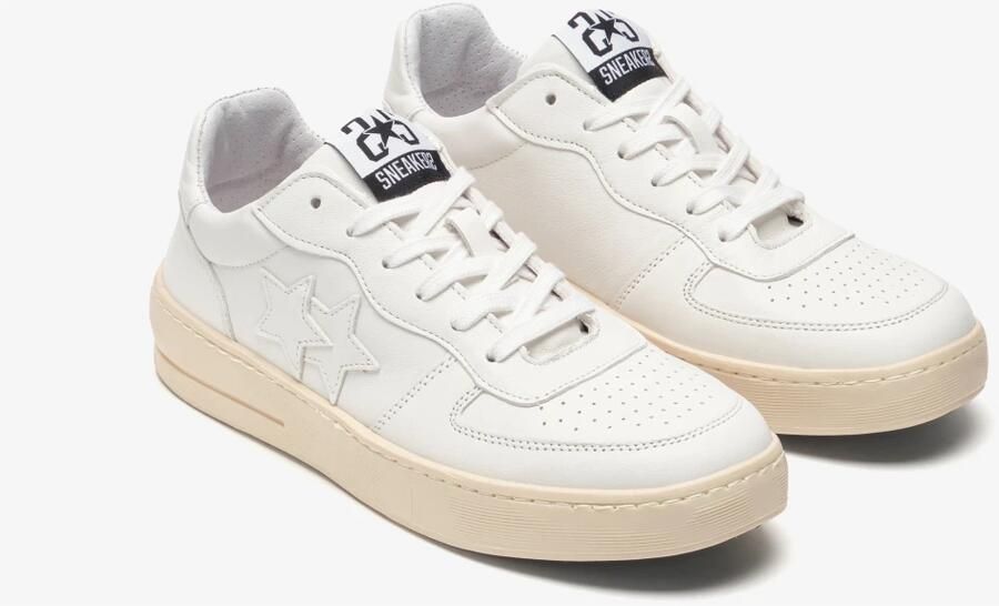 2Star Witte Leren Padel Sneakers met Ivoorzool