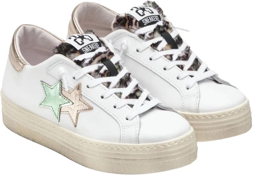 2Star Witte leren platformsneakers voor dames