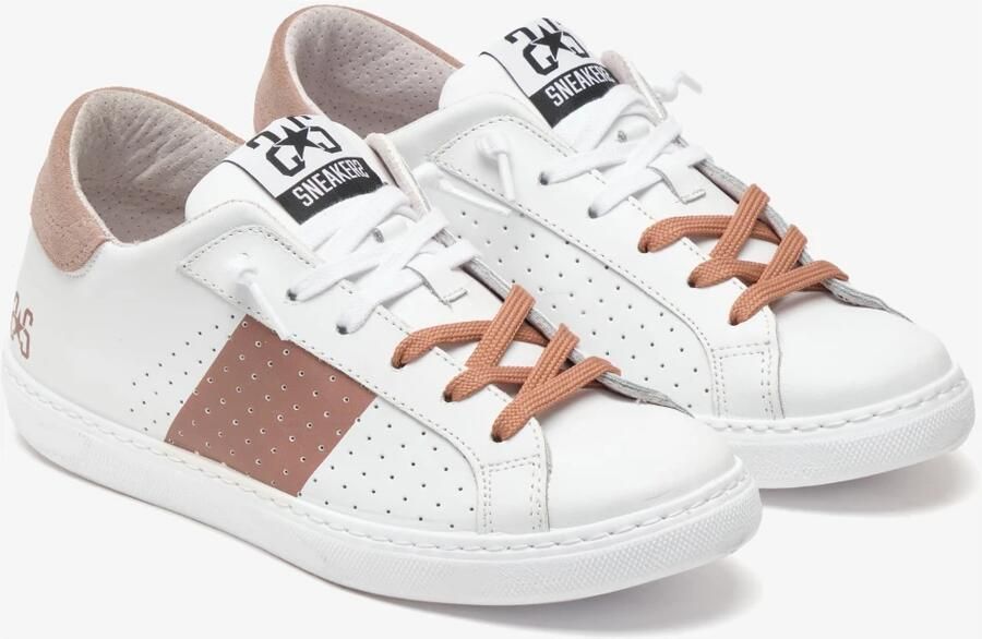 2Star Witte Leren Sneaker met Bruine Details