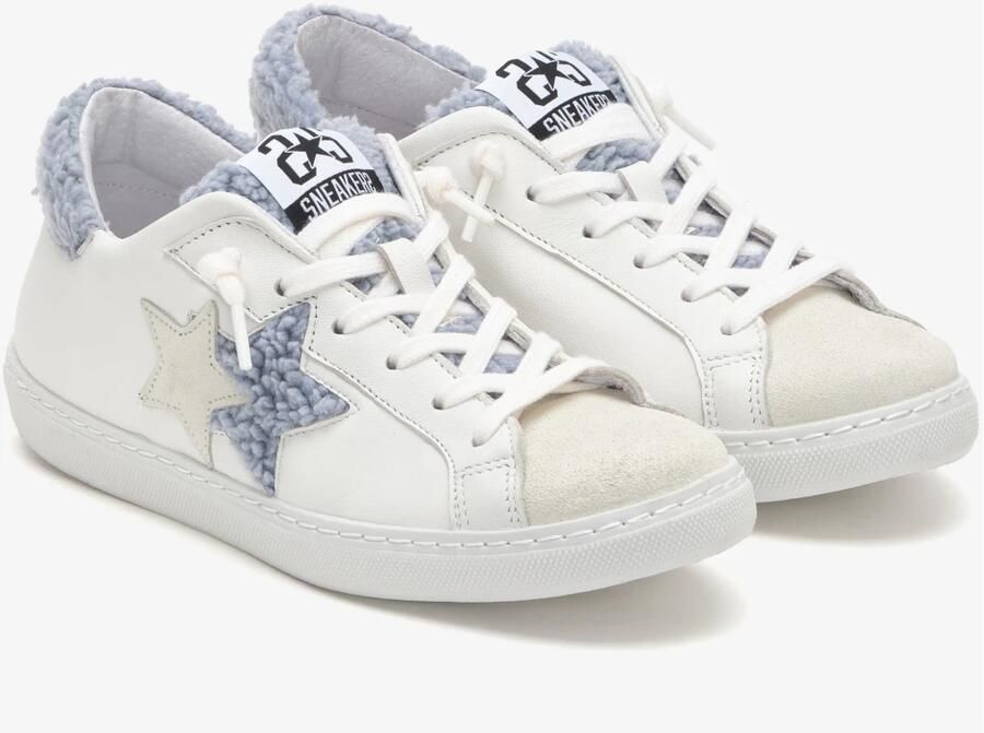 2Star Witte leren sneaker met Celeste Teddy details