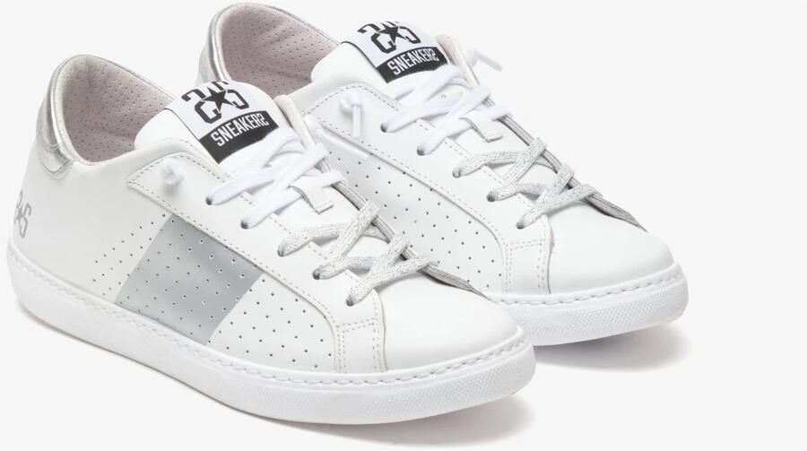 2Star Witte leren sneaker met zilveren details