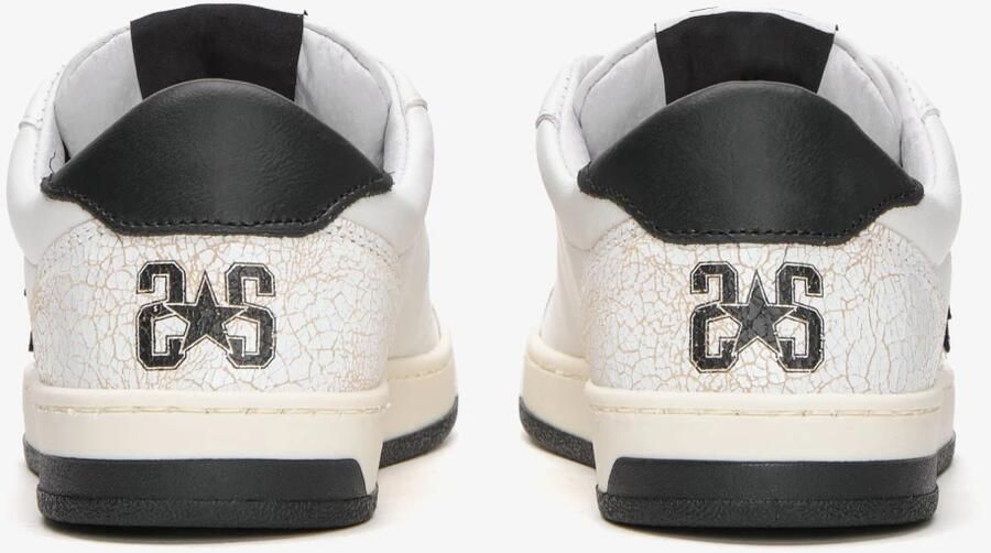2Star Witte Leren Sneakers met Zwarte en Witte Details
