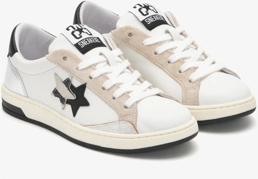 2Star Zebra Details Leren Sneakers Zwart Zilver