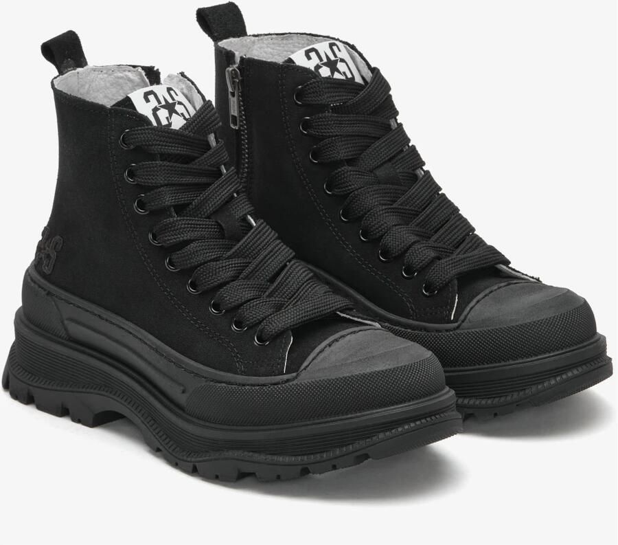 2Star Zwarte leren midster sneakers