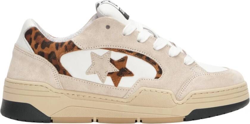 2Star Beige Suède Sneakers met Bordeaux Details