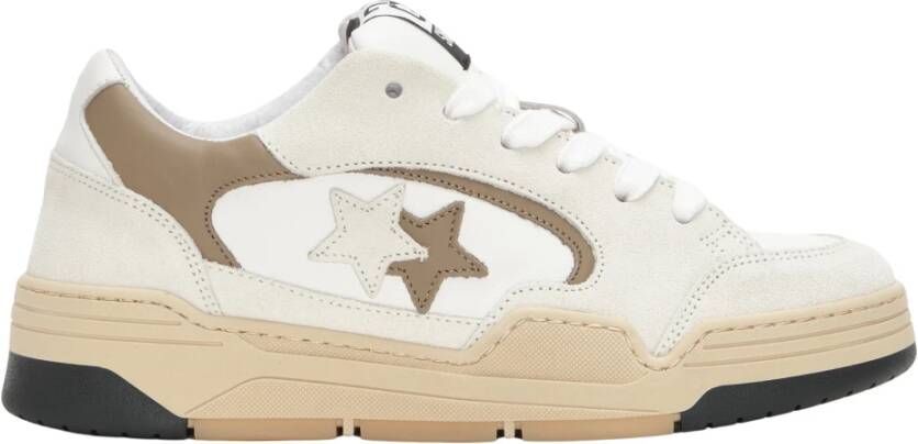 2Star Bruine leren sneakers met suède details
