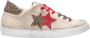 2Star Canvas Beige Sneakers met Rood Leer en Luipaard Details - Thumbnail 1