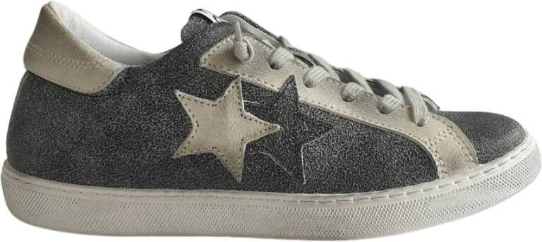 2Star Crackle Effect Lage Sneakers Grijs Mannen
