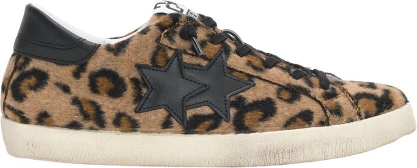 2Star Ecofur Maculato Bruine Sneaker met Zwarte Leren Details