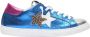 2Star Elektrisch Blauwe Leren Sneakers met Fuchsia Luipaard en Witte Details - Thumbnail 1