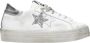 2Star Glitter Zilver Wit Leren Sneakers - Thumbnail 1
